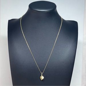 VTG 80's 6MM Pearl Crystal Pendant Golden Necklace 18"